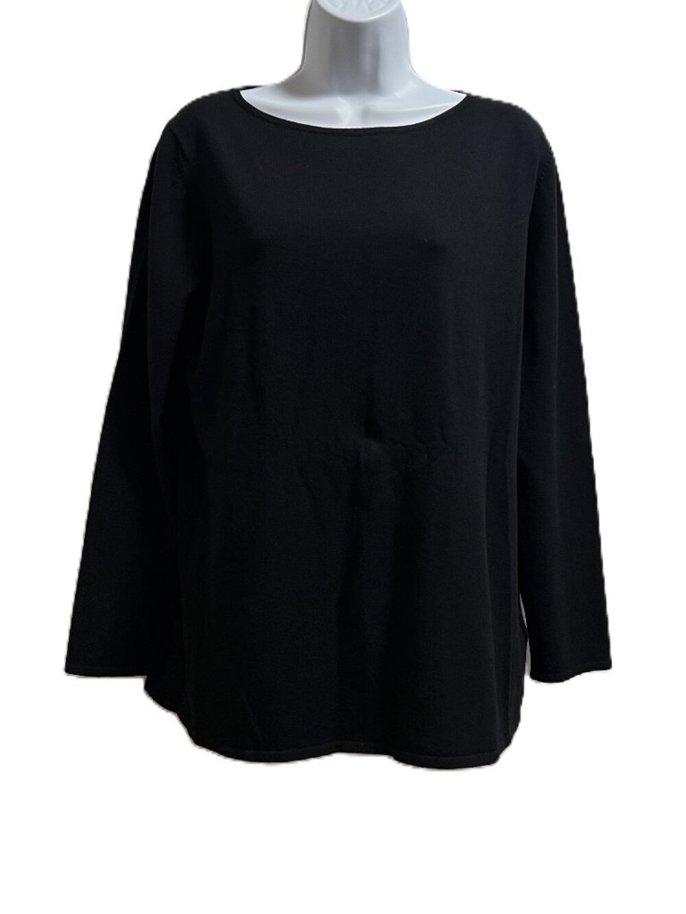 Minimalist Lagenlook Eileen Fisher Black Long Sleeved Knit Sweater Women's Large